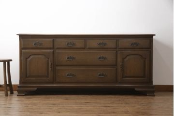 中古　横浜クラシック家具　ノックオンウッド(knockonwood)　Hand Made　上品なデザインが美しいサイドチェスト(サイドボード、引き出し、リビングボード)(R-058702)