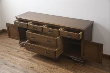 中古　横浜クラシック家具　ノックオンウッド(knockonwood)　Hand Made　上品なデザインが美しいサイドチェスト(サイドボード、引き出し、リビングボード)(R-058702)