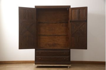 中古　松本民芸家具　洋服タンスをリメイク!脚付き下駄箱(靴箱、収納棚、戸棚、キャビネット)(R-058704)