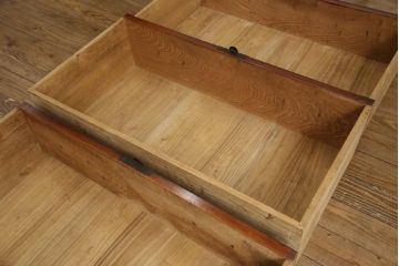 激レア!!　和製アンティーク　特注　欅材(ケヤキ材)　桐材　堅牢で重厚な佇まいの中に上品な雰囲気を感じる二本松箪笥(衣装箪笥、収納箪笥、和タンス、引き出し、サイドチェスト)(R-058706)