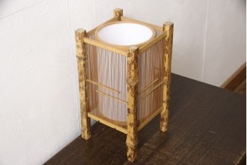 ヴィンテージ照明　和製ビンテージ　美品　希少!!　駿河竹千筋細工師　野田貞一作　然林房　和の情緒あふれる行灯(行燈、スタンド照明、テーブルライト)(R-058707)