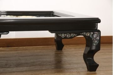 中古　美品　まるで美術品のような螺鈿細工が美しい漆塗り座卓(ローテーブル)(R-058710)