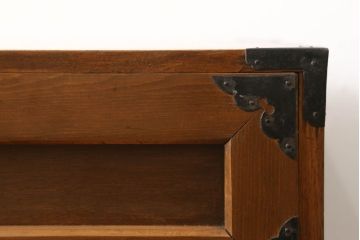和製アンティーク　ヒノキ材　春慶塗(しゅんけいぬり)　飛騨高山　上品な佇まいが美しい高山衣装箪笥・上段(衣装タンス、和箪笥、チェスト、引き出し、時代箪笥)(R-058722)