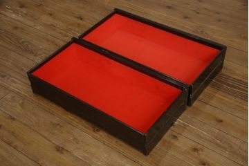 中古　希少!　黒漆金彩風　花唐草文様　細やかな文様が美しい工芸箪笥(収納たんす、和箪笥、整理タンス、収納棚、キャビネット)(R-058724)