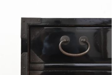 和製アンティーク　漆塗り　重厚感ある佇まいが魅力的な庄内小箪笥(和箪笥、時代箪笥、小物収納、収納箪笥)(R-058751)