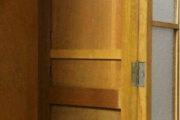 和製アンティーク　前面ナラ材　ダイヤガラス　レトロな雰囲気ただよう本箱(本棚、ブックケース、戸棚、収納棚、キャビネット)(R-058756)