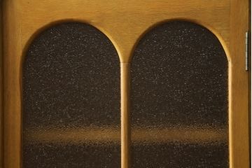 和製アンティーク　前面ナラ材　ダイヤガラス　レトロな雰囲気ただよう本箱(本棚、ブックケース、戸棚、収納棚、キャビネット)(R-058756)