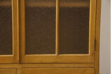 和製アンティーク　前面ナラ材　ダイヤガラス　レトロな雰囲気ただよう本箱(本棚、ブックケース、戸棚、収納棚、キャビネット)(R-058756)