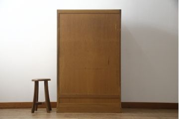 和製アンティーク　前面ナラ材　ダイヤガラス　レトロな雰囲気ただよう本箱(本棚、ブックケース、戸棚、収納棚、キャビネット)(R-058756)