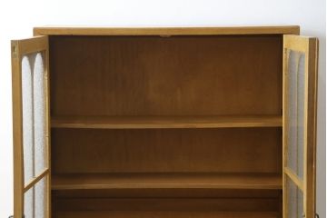 和製アンティーク　前面ナラ材　ダイヤガラス　レトロな雰囲気ただよう本箱(本棚、ブックケース、戸棚、収納棚、キャビネット)(R-058757)