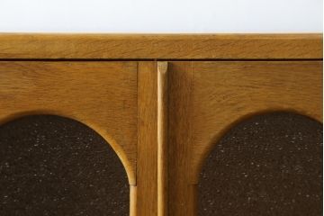 和製アンティーク　前面ナラ材　ダイヤガラス　レトロな雰囲気ただよう本箱(本棚、ブックケース、戸棚、収納棚、キャビネット)(R-058757)