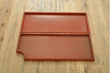 和製アンティーク　特注品　総漆塗り　小物収納にもおすすめな上手物の岡持ち(木製出前箱、収納箱、倹飩箱)(R-058761)