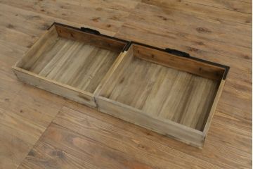 和製ビンテージ　工芸品　総欅(ケヤキ)材　びっしりと施された金具が重厚感を高める佐渡船箪笥(定価約340万円)(舟箪笥、帳箱、銭箱、引き出し、チェスト、小箪笥、小物収納、ヴィンテージ)(R-058767)