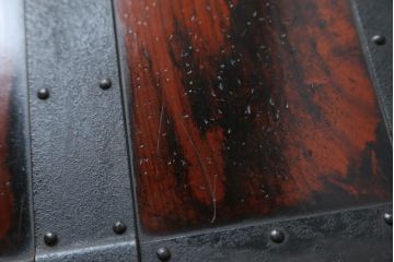 和製ビンテージ　工芸品　総欅(ケヤキ)材　びっしりと施された金具が重厚感を高める佐渡船箪笥(定価約340万円)(舟箪笥、帳箱、銭箱、引き出し、チェスト、小箪笥、小物収納、ヴィンテージ)(R-058767)
