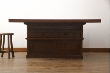 中古　未使用新古品　ニレ材　2wayでフレキシブルに使える囲炉裏テーブル(ダイニングテーブル、火鉢、リビングテーブル)(R-058772)