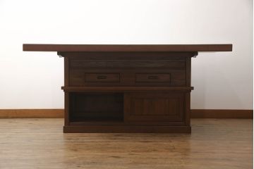中古　未使用新古品　ニレ材　2wayでフレキシブルに使える囲炉裏テーブル(ダイニングテーブル、火鉢、リビングテーブル)(R-058772)