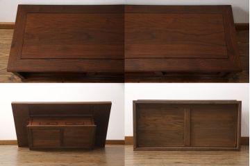 中古　未使用新古品　ニレ材　2wayでフレキシブルに使える囲炉裏テーブル(ダイニングテーブル、火鉢、リビングテーブル)(R-058772)
