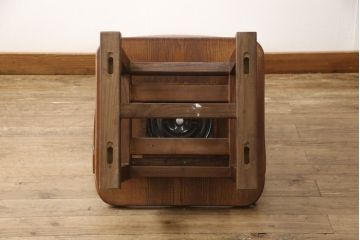 中古　未使用新古品　ニレ材　和モダンな雰囲気を醸し出す回転チェア(ダイニングチェア、板座チェア、アームチェア)(R-058773)
