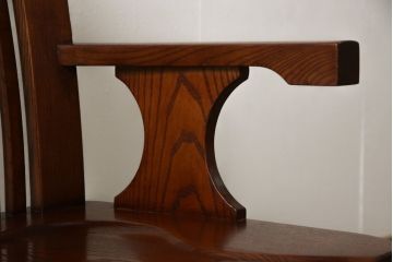 中古　未使用新古品　ニレ材　和モダンな雰囲気を醸し出す回転チェア(ダイニングチェア、板座チェア、アームチェア)(R-058775)