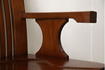 中古　未使用新古品　ニレ材　和モダンな雰囲気を醸し出す回転チェア(ダイニングチェア、板座チェア、アームチェア)(R-058776)