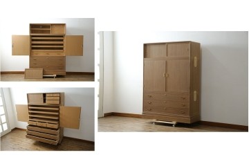 中古　美品　最高級　桐の松山(松山家具)　抜群の収納力!明るい木色と金色の金具が気品を漂わせる大阪泉州総桐箪笥　定価約200万円　(R-058783)