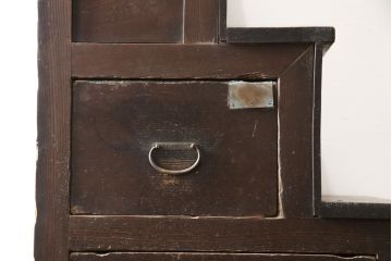 和製アンティーク　ヒノキ材　和の趣あふれる佇まいが魅力的な二段重ね階段箪笥(時代箪笥、和タンス、収納箪笥)(R-058804)