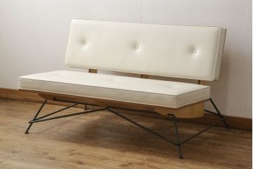 中古　美品　DWARF(ドワーフ)　MEISTER(マイスター)　MS2 Sofa　座面の生地と合板、スチールの異素材の組み合わせがお洒落な2シーター(2人掛けソファ、2P、二人掛け)(定価約23万円)(R-058805)
