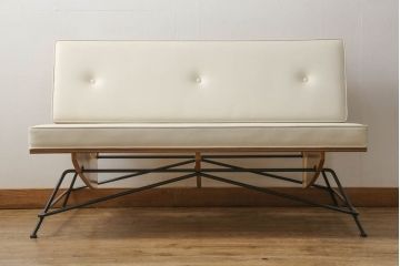 中古　美品　DWARF(ドワーフ)　MEISTER(マイスター)　MS2 Sofa　座面の生地と合板、スチールの異素材の組み合わせがお洒落な2シーター(2人掛けソファ、2P、二人掛け)(定価約23万円)(R-058805)