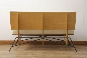 中古　美品　DWARF(ドワーフ)　MEISTER(マイスター)　MS2 Sofa　座面の生地と合板、スチールの異素材の組み合わせがお洒落な2シーター(2人掛けソファ、2P、二人掛け)(定価約23万円)(R-058805)