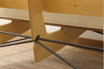 中古　美品　DWARF(ドワーフ)　MEISTER(マイスター)　MS2 Sofa　座面の生地と合板、スチールの異素材の組み合わせがお洒落な2シーター(2人掛けソファ、2P、二人掛け)(定価約23万円)(R-058805)