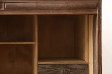 和製アンティーク　前面欅(ケヤキ)材　杢目の美しさや意匠を凝らしたつくりが目を引く時代箪笥テレビ台(ローボード、リビングボード、サイドボード、収納棚、引き出し)(R-058813)