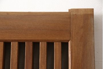 和製アンティーク　総欅(ケヤキ)材　杢目が美しい明治大正期の格子蔵戸1枚(引き戸、玄関戸、建具)(R-058814)