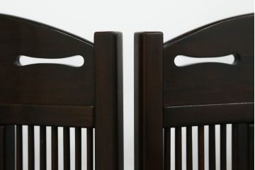 中古　美品　耕仙　蒔絵入り　黒檀　美術品のような佇まいが置くだけで目を惹く4連衝立て(パーテーション、仕切り、つい立て)(R-058820)