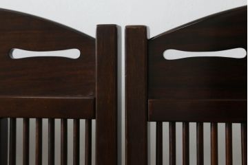 中古　美品　耕仙　蒔絵入り　黒檀　美術品のような佇まいが置くだけで目を惹く4連衝立て(パーテーション、仕切り、つい立て)(R-058820)