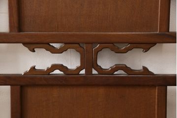 ヴィンテージ家具　高級品　象嵌がお見事!細やかな彫刻の意匠が置くだけで絵になる4連衝立て(パーテーション、仕切り、つい立て、ビンテージ)(R-058821)