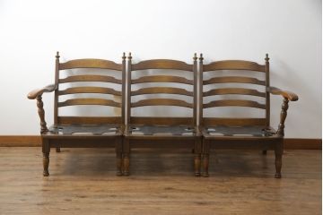 中古　美品　飛騨産業　キツツキ　穂高シリーズ　絵画のようなファブリックが素敵な3人掛けソファ(三人掛け、3P、アームソファ)(R-058830)