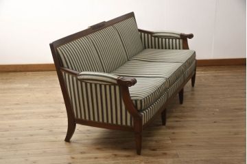 中古　美品　神戸洋家具　メープル不二屋　優雅な佇まいが魅力的な3人掛けソファ(ラウンジソファ、三人掛け、3P)(R-058831)