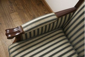 中古　美品　神戸洋家具　メープル不二屋　優雅な佇まいが魅力的な3人掛けソファ(ラウンジソファ、三人掛け、3P)(R-058831)