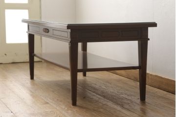 中古　美品　神戸洋家具　メープル不二屋　ガラス天板付き　シックで落ち着いた雰囲気ただようセンターテーブル(ローテーブル)(R-058832)
