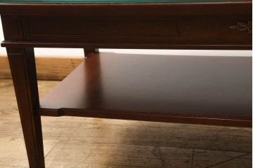 中古　美品　神戸洋家具　メープル不二屋　ガラス天板付き　シックで落ち着いた雰囲気ただようセンターテーブル(ローテーブル)(R-058832)