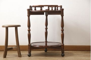 和製ビンテージ　美品　柏木工　店舗什器にもオススメ! クラシカルなキャスターワゴン(サイドテーブル、サイドワゴン、ヴィンテージ)(R-058839)