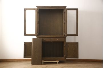 中古　美品　KASHIWA(柏木工)　オーク材　WILDERNESS(ウィルダネス)　カントリーな雰囲気ただよう食器棚(定価約54万円)(戸棚、収納棚、キャビネット)(R-058842)