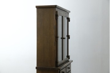 中古　美品　KASHIWA(柏木工)　オーク材　WILDERNESS(ウィルダネス)　カントリーな雰囲気ただよう食器棚(定価約54万円)(戸棚、収納棚、キャビネット)(R-058842)