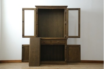 中古　美品　KASHIWA(柏木工)　オーク材　WILDERNESS(ウィルダネス)　カントリーな雰囲気ただよう食器棚(定価約54万円)(戸棚、収納棚、キャビネット)(R-058842)