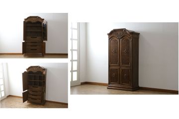 中古　美品　希少モデル　DREXEL HERITAGE(ドレクセルヘリテイジ)　Cameo Classics(キャメオクラシックス)　曲線的なデザインが優美な雰囲気を醸し出すキャビネット(収納棚、戸棚、ワードローブ)(R-058848)