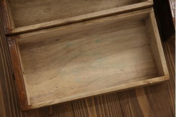 和製アンティーク　明治大正期　前面欅(ケヤキ)材　巾着金具が素敵な味わいを醸し出す庄内箪笥(庄内小箪笥、引き出し、サイドチェスト)(R-058850)
