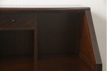 中古　美品　松本民芸家具　希少モデル　格子模様が特徴的なK型ライティングビューロー(ワークデスク、在宅ワーク用、簿記机、収納棚、戸棚)(R-058879)