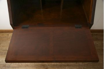 中古　美品　松本民芸家具　希少モデル　格子模様が特徴的なK型ライティングビューロー(ワークデスク、在宅ワーク用、簿記机、収納棚、戸棚)(R-058879)