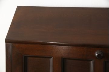 中古　美品　松本民芸家具　希少モデル　格子模様が特徴的なK型ライティングビューロー(ワークデスク、在宅ワーク用、簿記机、収納棚、戸棚)(R-058879)