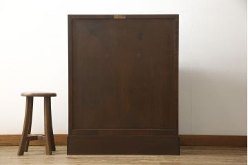 中古　美品　松本民芸家具　希少モデル　格子模様が特徴的なK型ライティングビューロー(ワークデスク、在宅ワーク用、簿記机、収納棚、戸棚)(R-058879)